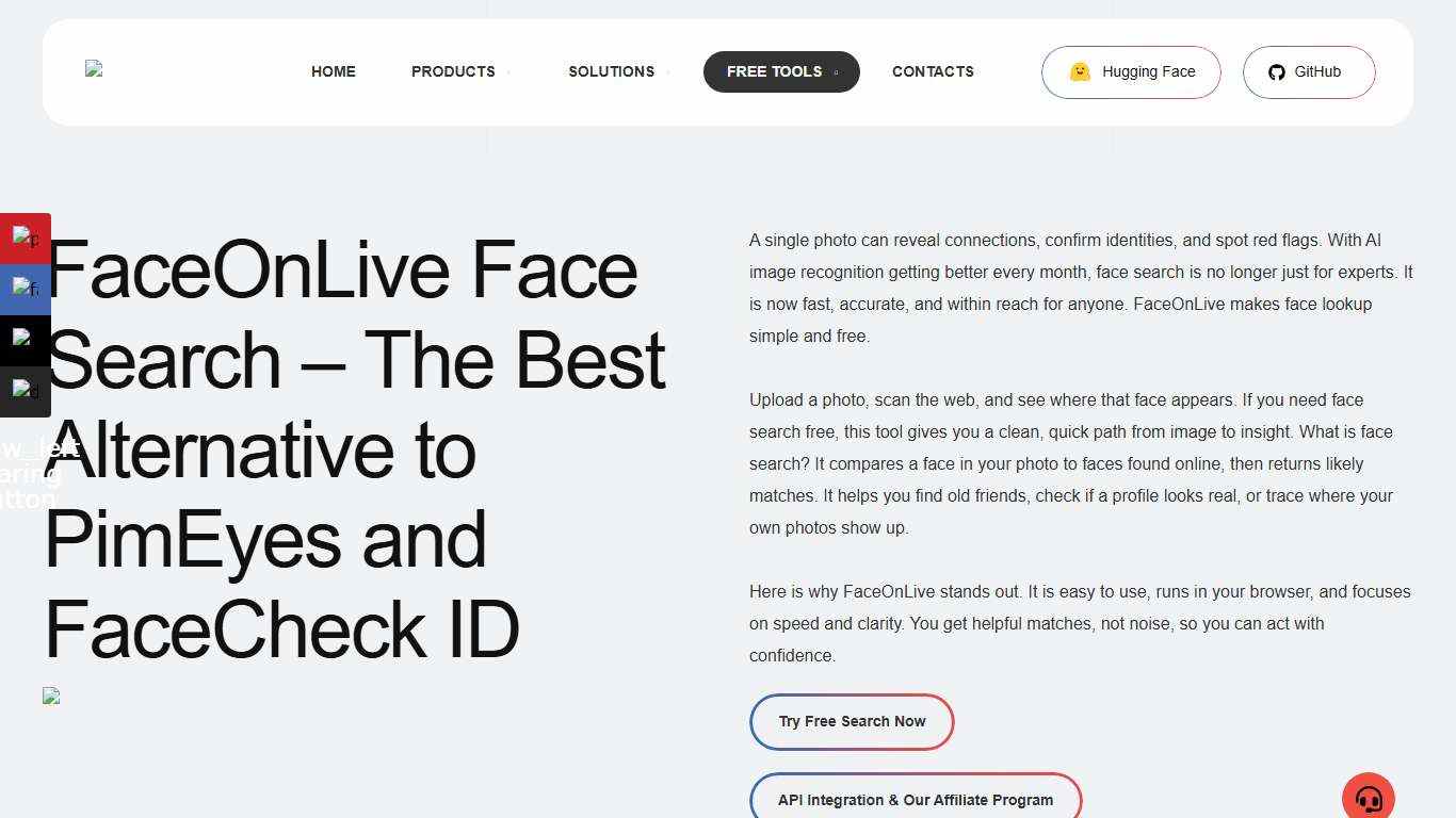 Free Face Search Online - The Best Alternative to PimEyes and FaceCheck ID - FaceOnLive : On-Premises ID Verification & Biometrics Solution Provider
